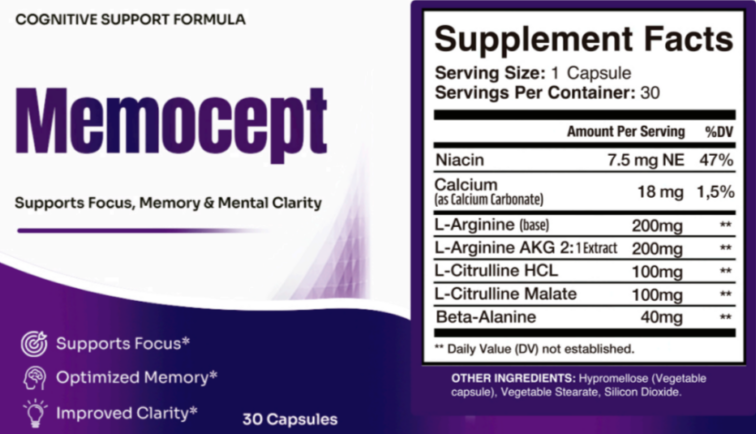 Memocept Supplement Facts