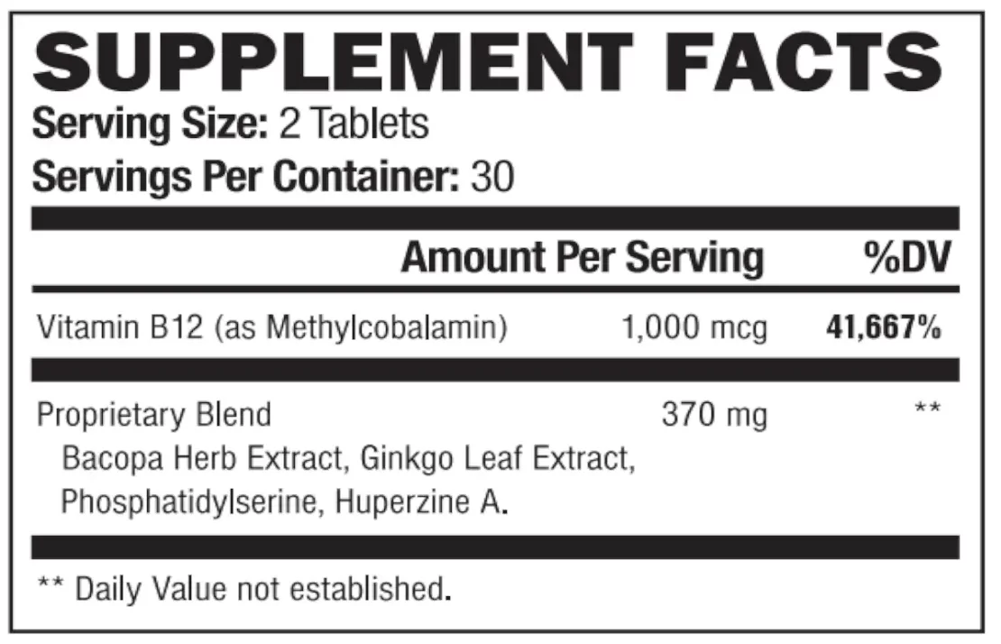 Youthful Brain Supplement Facts